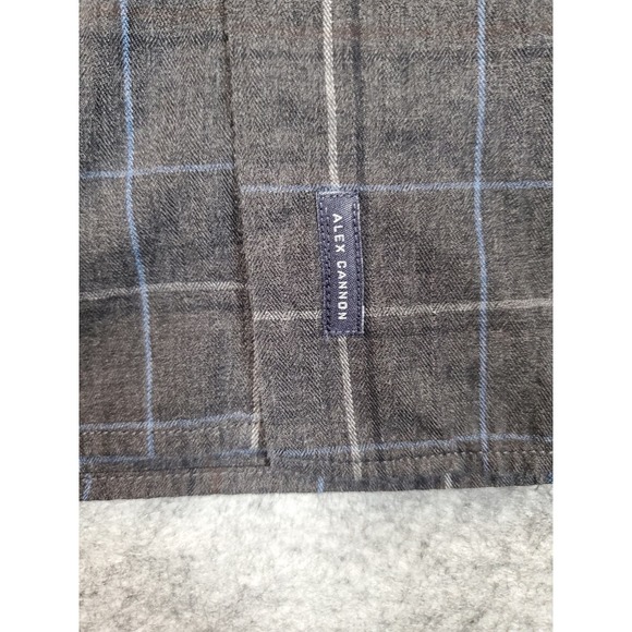 Alex Cannon Men's XL Long Sleeve Shirt Button Down Grey Windowpane Soft - Picture 10 of 13